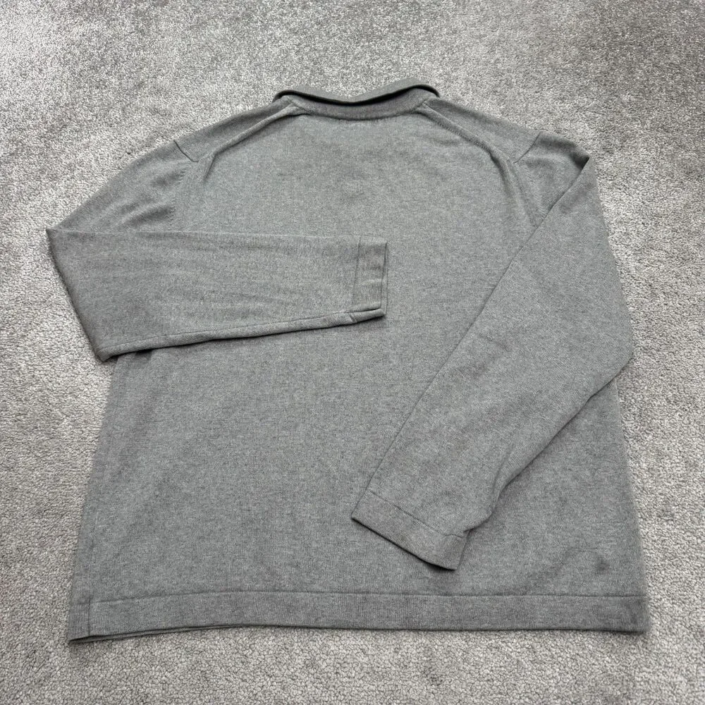 Banana Republic Silk Cashmere Pullover Polo Sweater Mens XL Gray Elbowm Patches